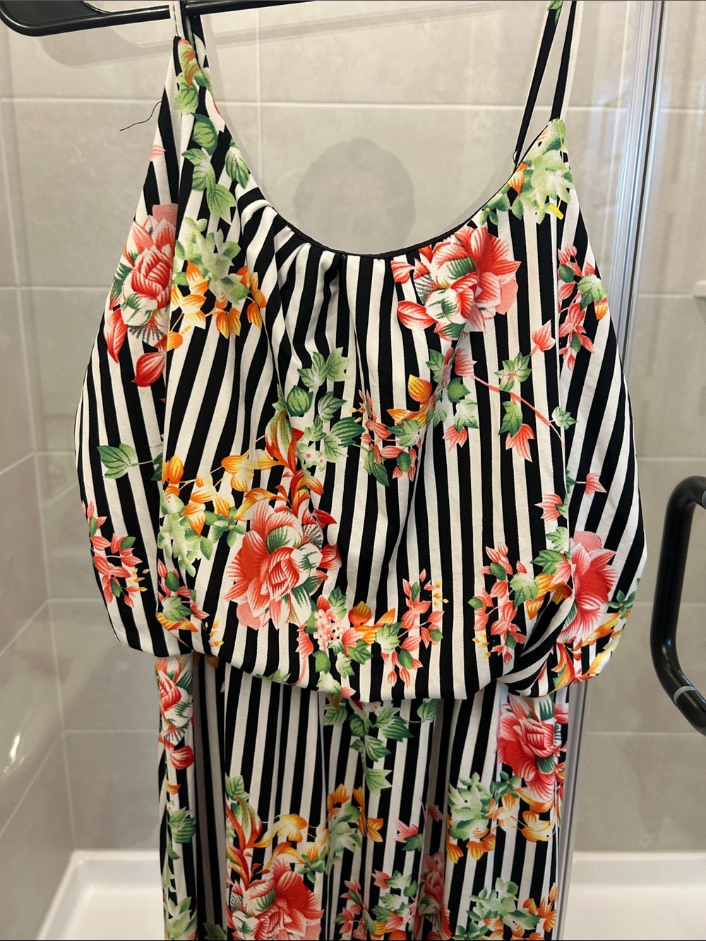 Magic Floral Stripe Multicolor Dress with Pink Brand Tag